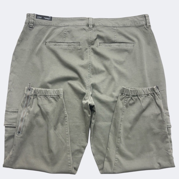 Liverpool Cargo Trouser Women 22W Army Green Zip Hem Joggers Utility Pockets - Picture 4 of 12